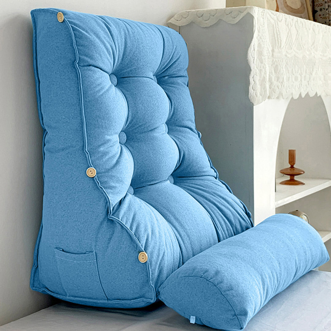 45cm Blue Wedge Lumbar Pillow