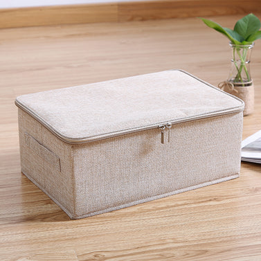 Beige Small Double Zipper Storage Box