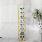 7 Tier Bunny Ears Shape Gold Plated Metal Shoe Rack Organiser