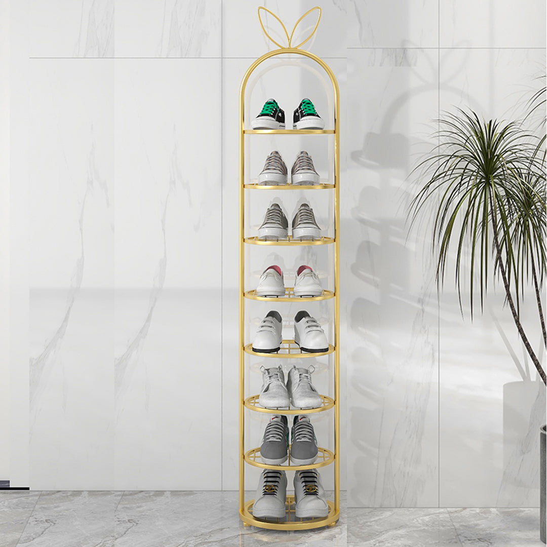 7 Tier Bunny Ears Shape Gold Plated Metal Shoe Rack Organiser