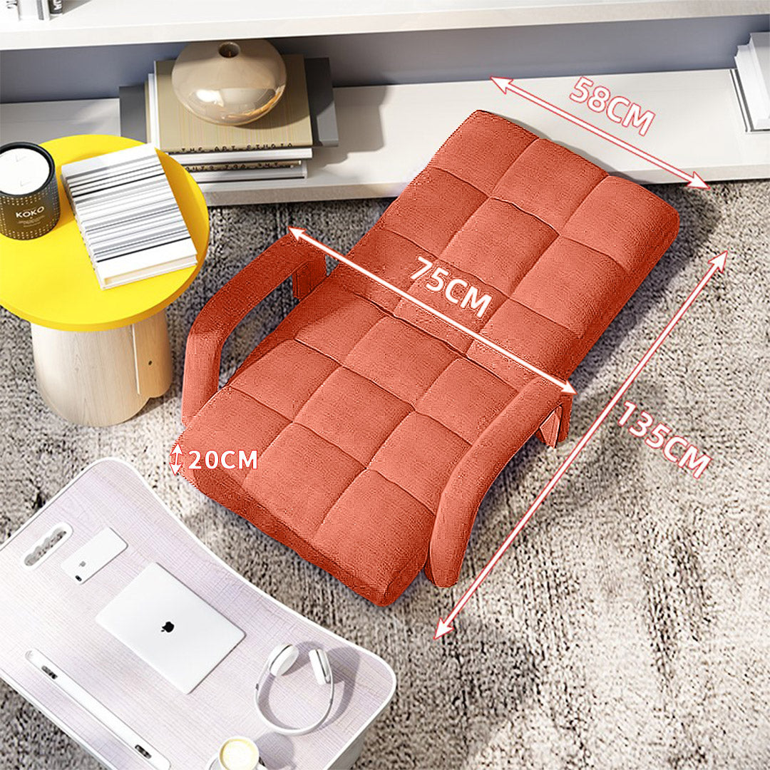 Floor Recliner Lazy Chair with Armrest Orange