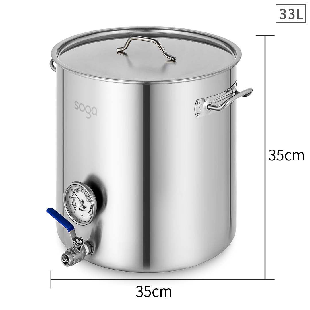 SOGA Stainless Steel 33L Brewery Pot 35*35cm
