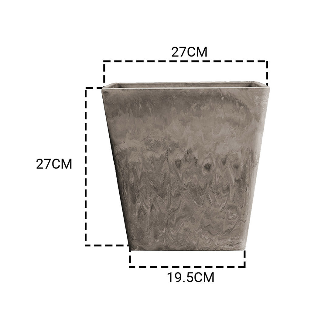 27cm Sand Grey Square Planter