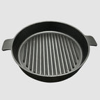 SOGA 26cm Round Ribbed Cast Iron with Handle