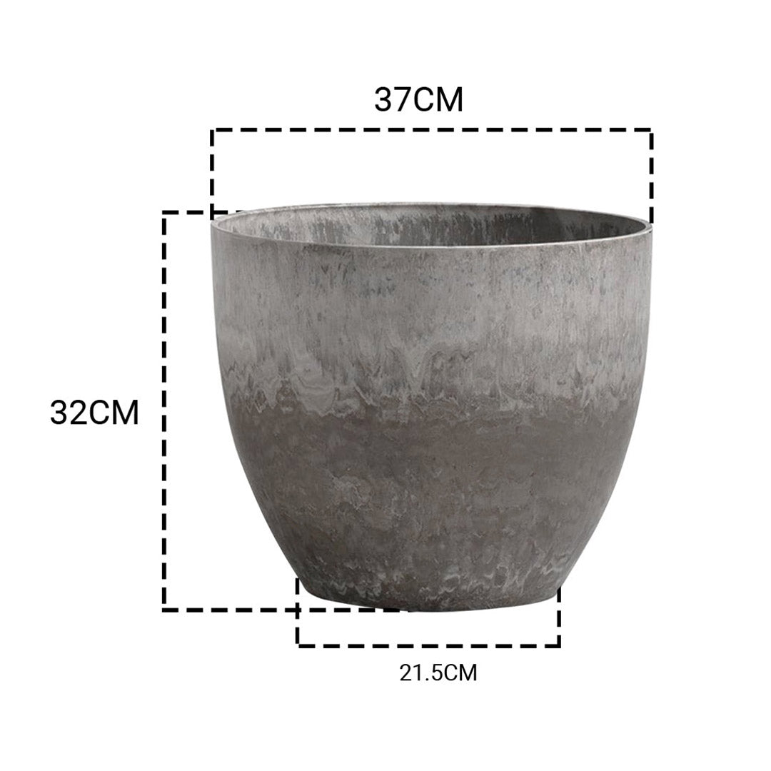 32cm Rock Grey Round Resin Planter