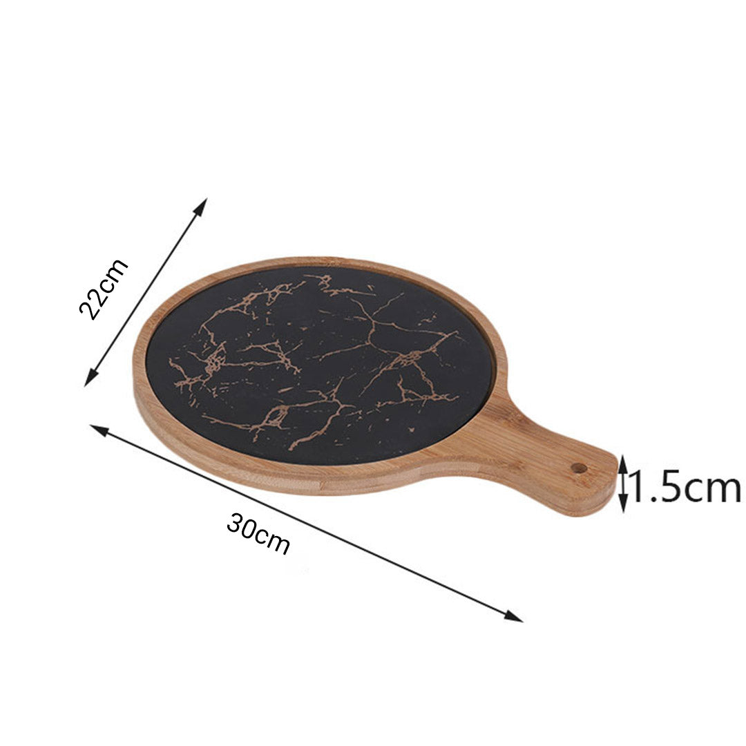 30cm Black Circle  Wood Serving Tray
