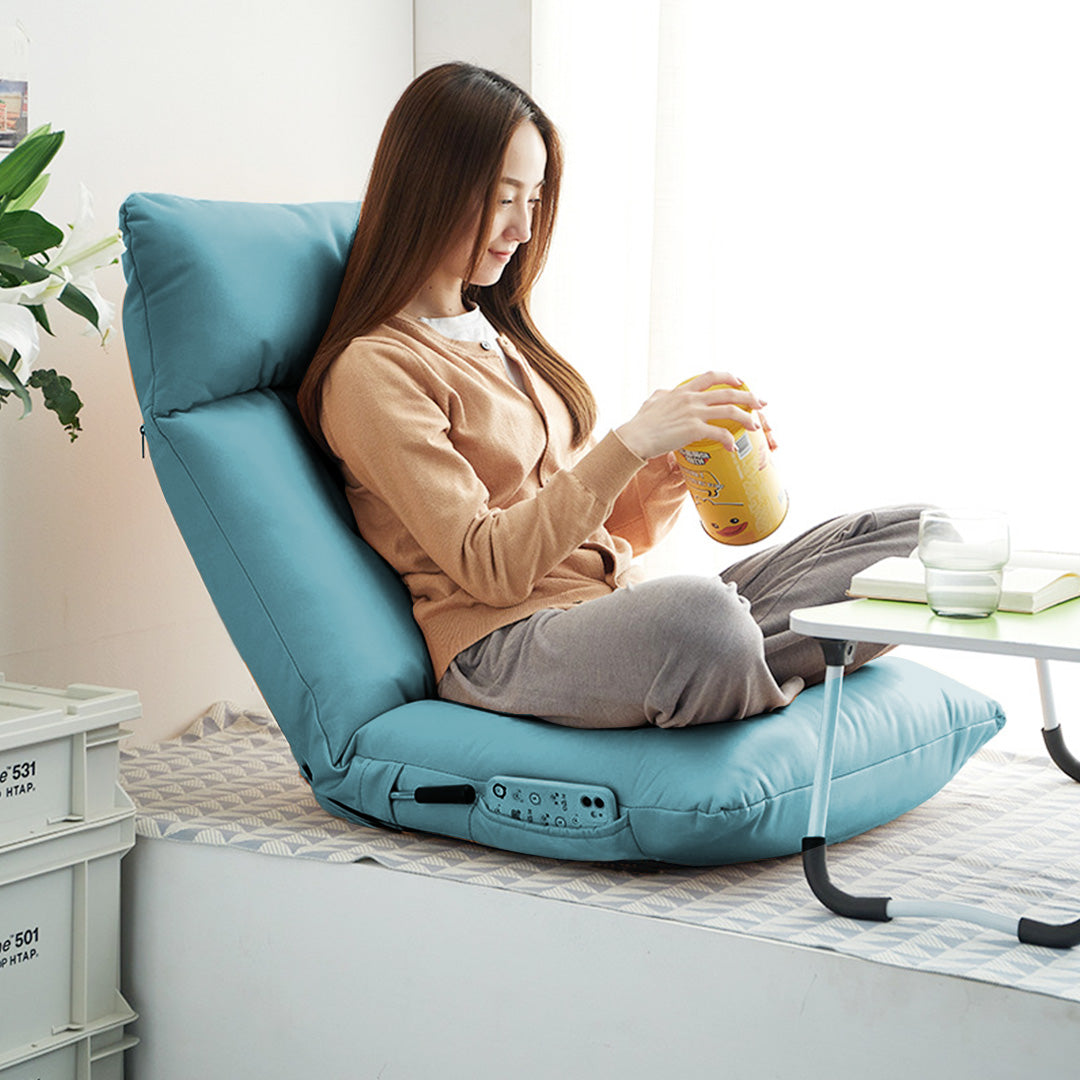Air Leather Floor Recliner Lazy Chair Blue