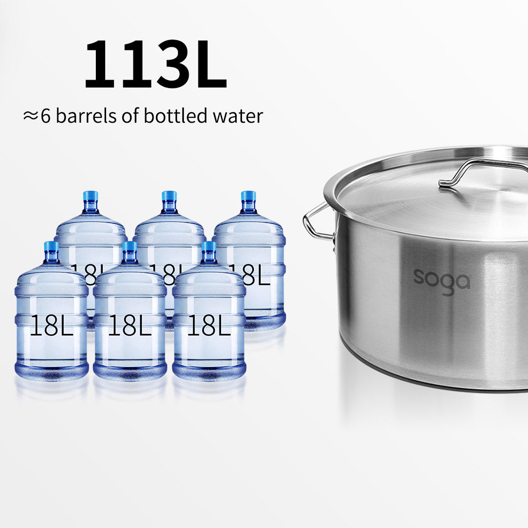 113L Top Grade 18/10 Stainless Steel Stockpot