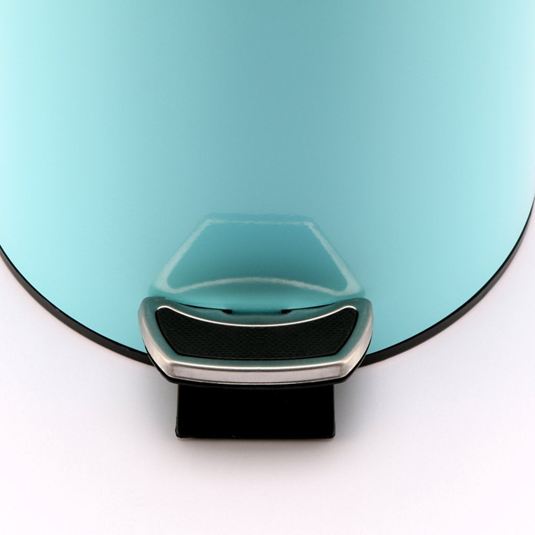 Foot Pedal Stainless Steel Trash Bin Round 12L Blue