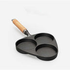 3 Mold Cast Iron Omelette Fry Pan