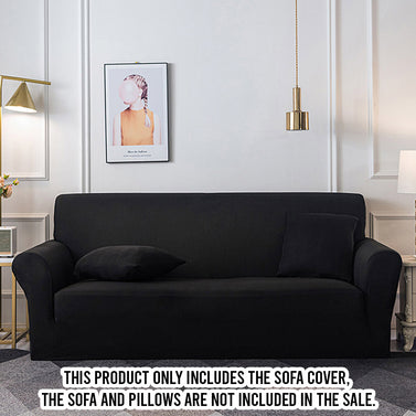 High Stretch 2-Seater Black Sofa Slipcover