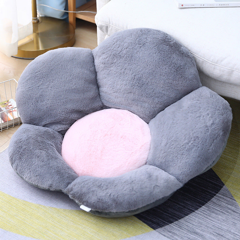 Dark Gray Whimsical Flower Cushion