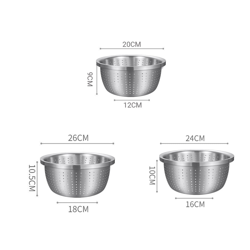 SOGA Stainless Steel Metal Basket Strainer 3PCS Set A