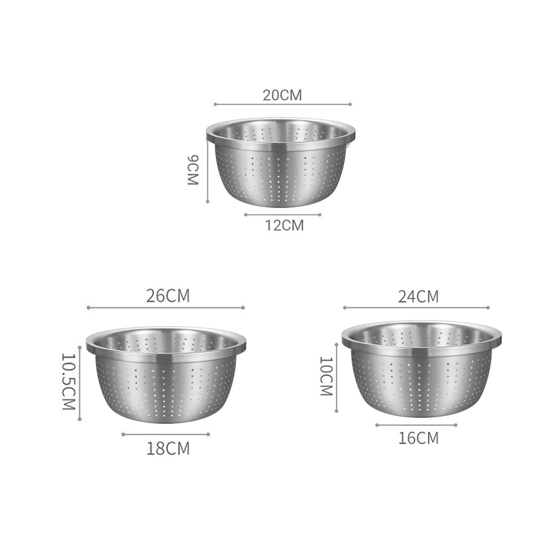 SOGA Stainless Steel Metal Basket Strainer 3PCS Set A