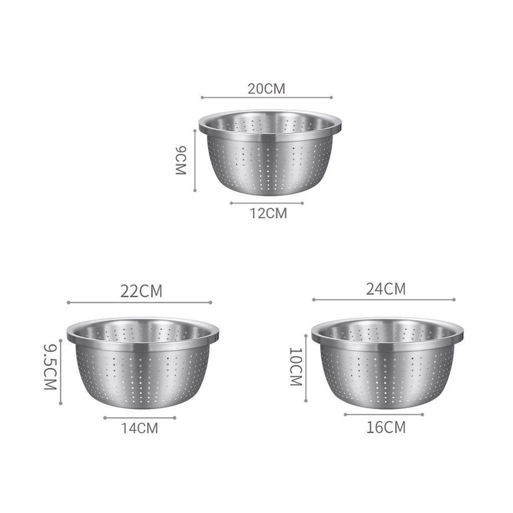 SOGA Stainless Steel Metal Basket Strainer 3PCS Set B
