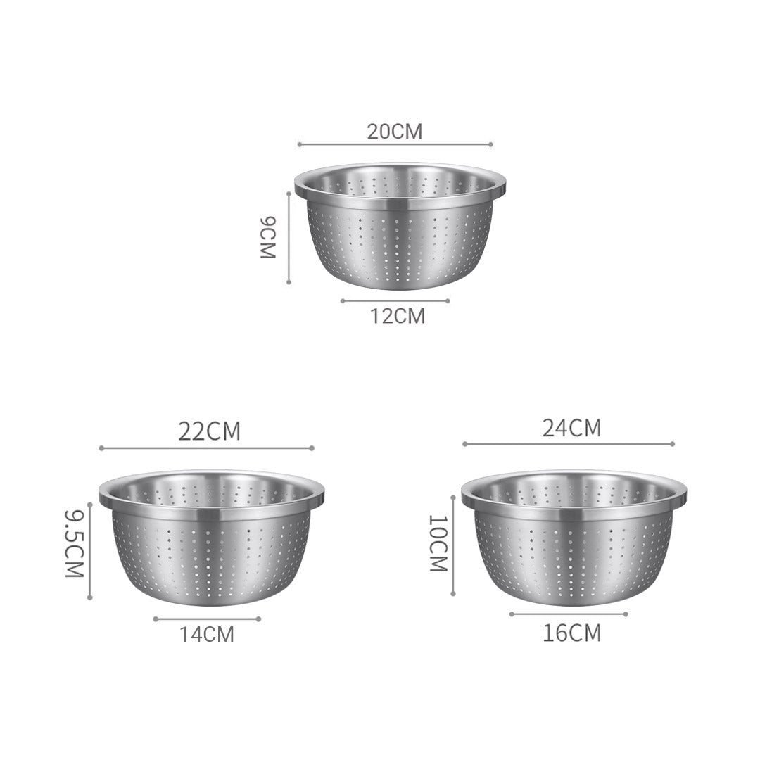 SOGA Stainless Steel Metal Basket Strainer 3PCS Set B