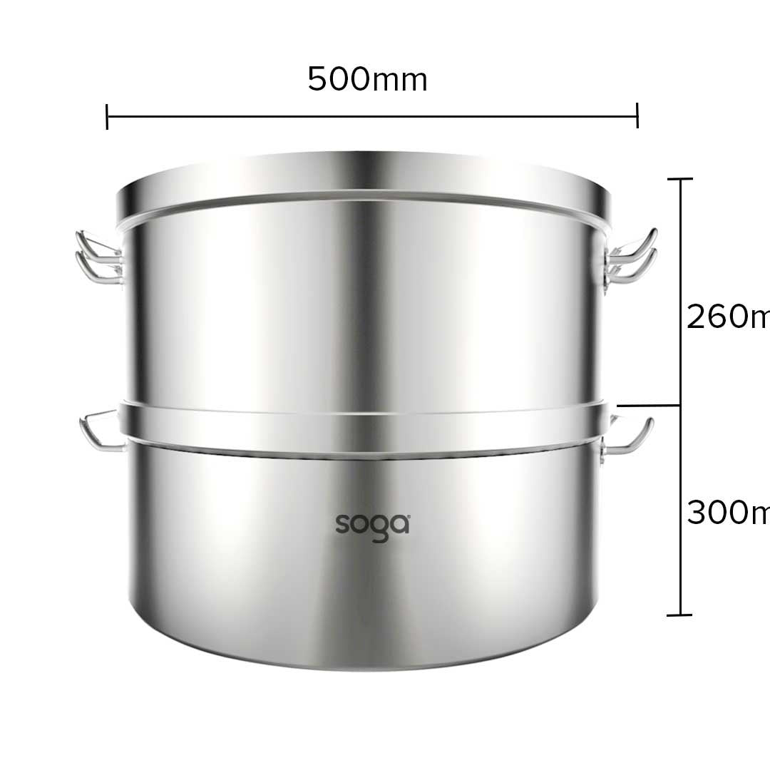 2 Tier Commercial 304 Stainless Steel Steamer 50*30cm