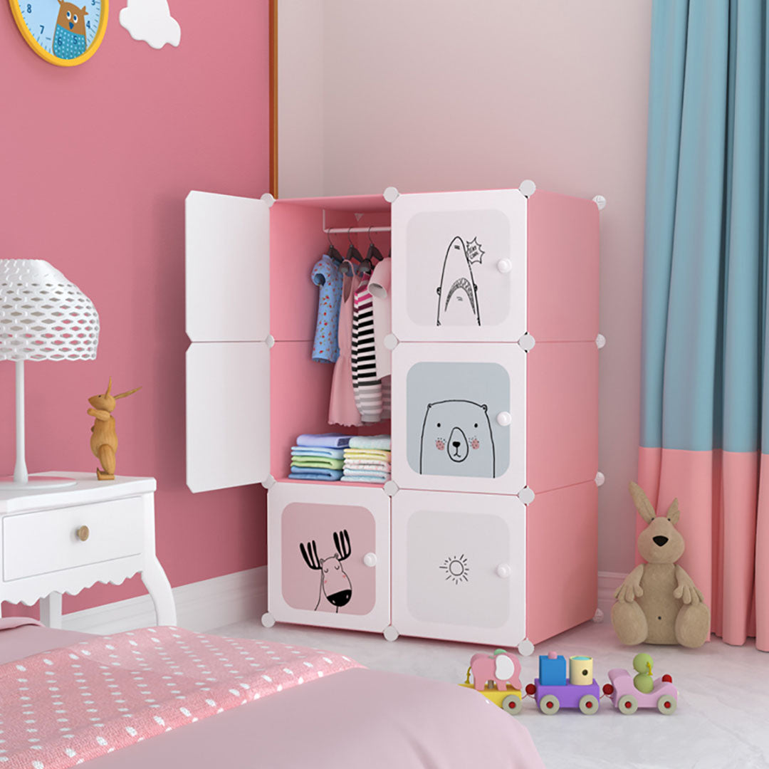 6 Cubes Pink Portable Wardrobe