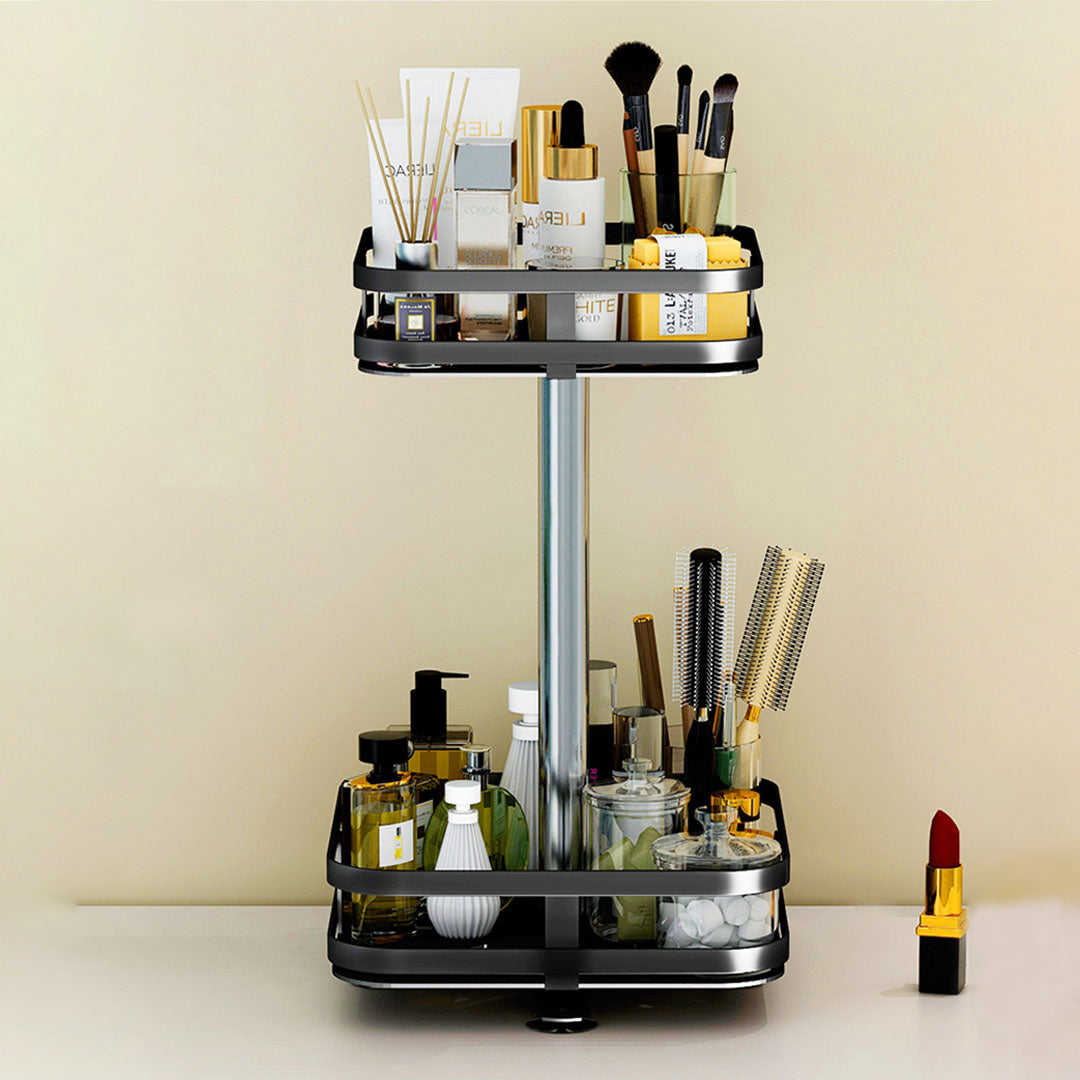 2 Tier Black Square Multi-Function Kitchen Seasoning Organiser Shelf