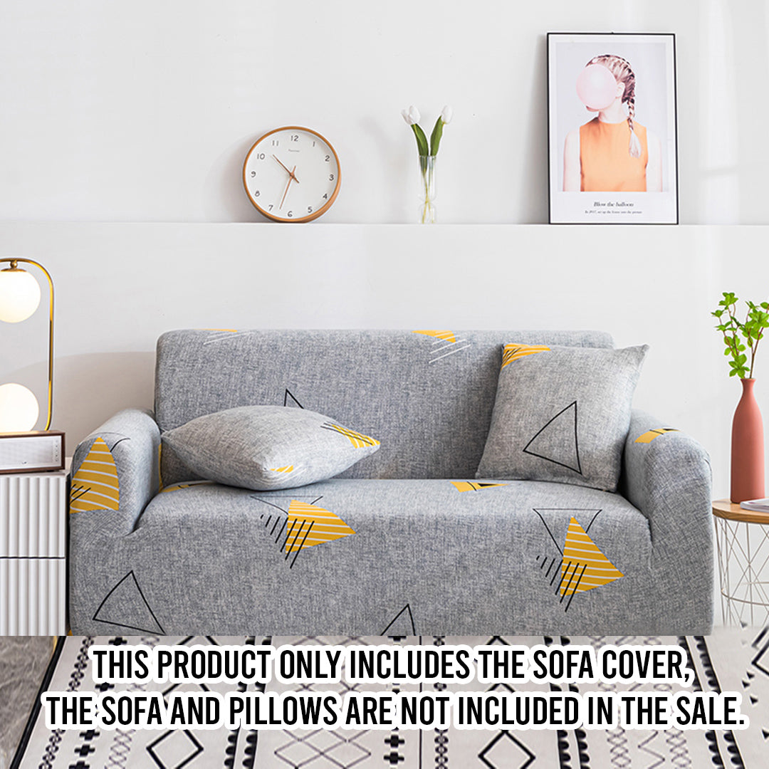 High Stretch 1-Seater Geometric Print Sofa Slipcover