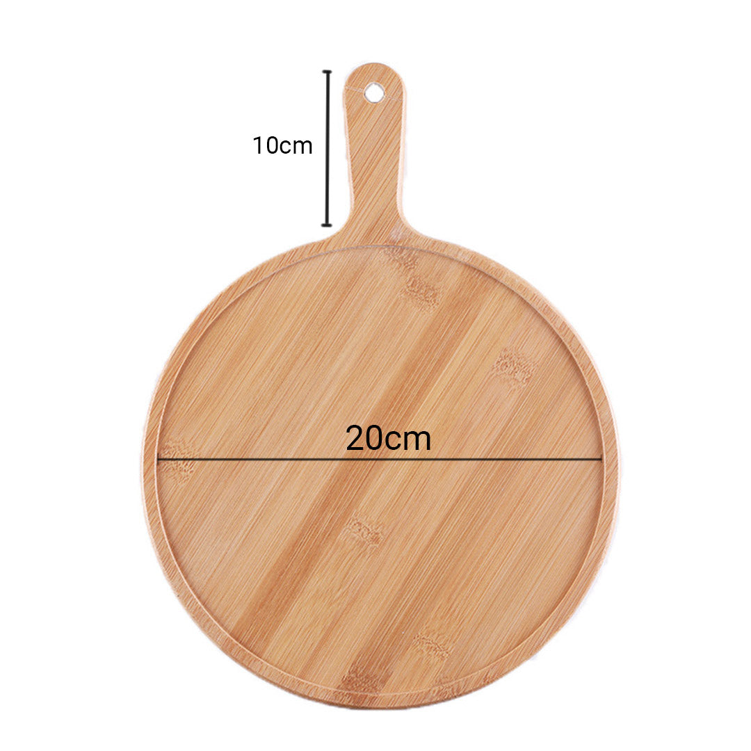 8 inch Blonde Round Wooden Tray