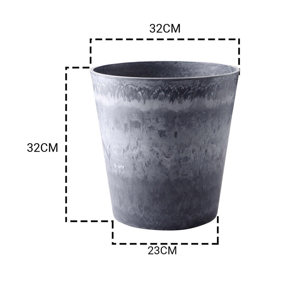 32cm Weathered Grey Round Resin Planter