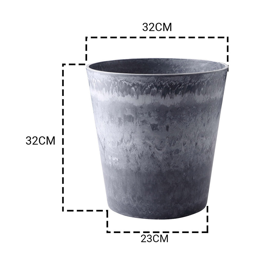 32cm Weathered Grey Round Resin Planter