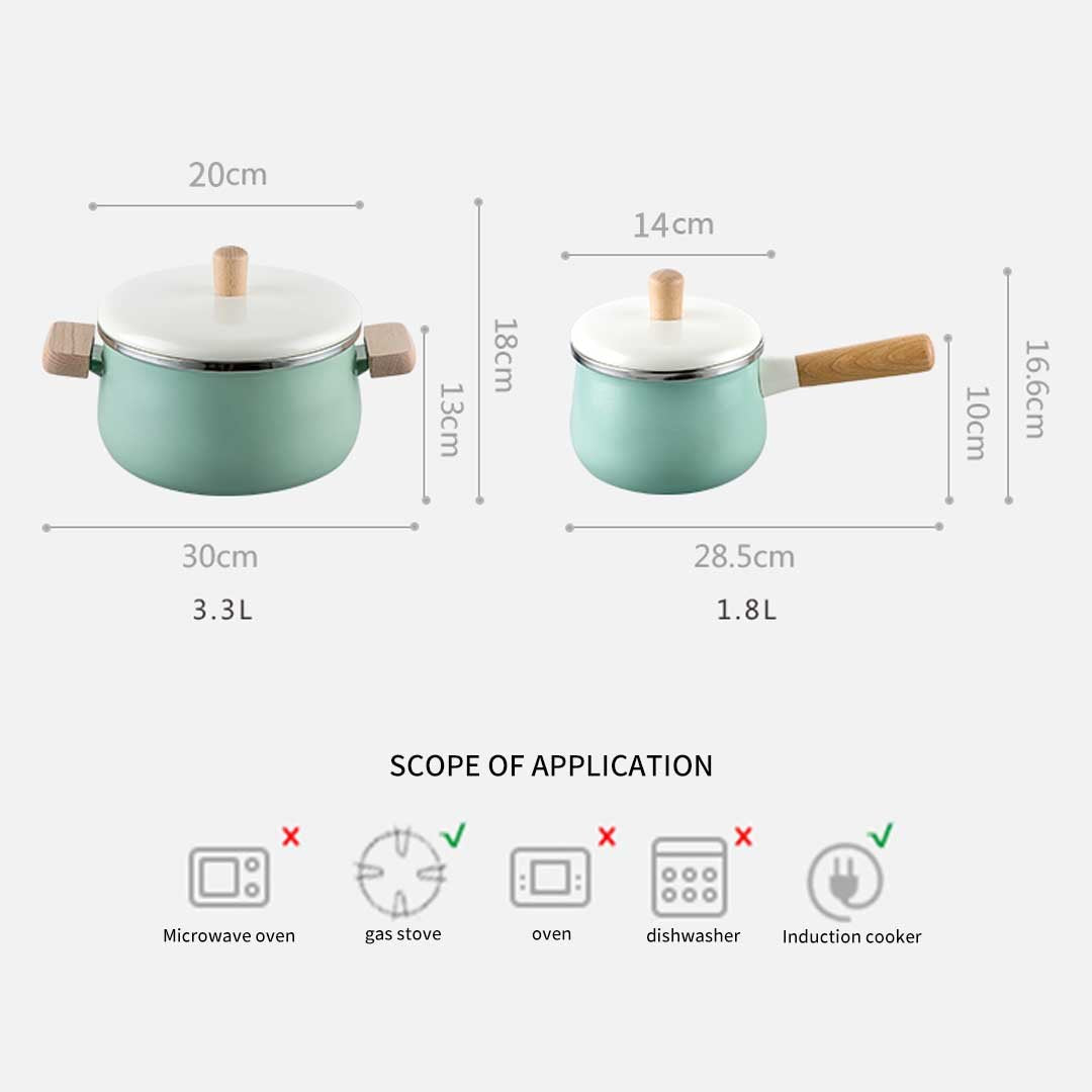 Blue Ceramic Saucepan Stockpot Set