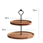 20cm 2 Tier  Brown Round Wooden Acacia board