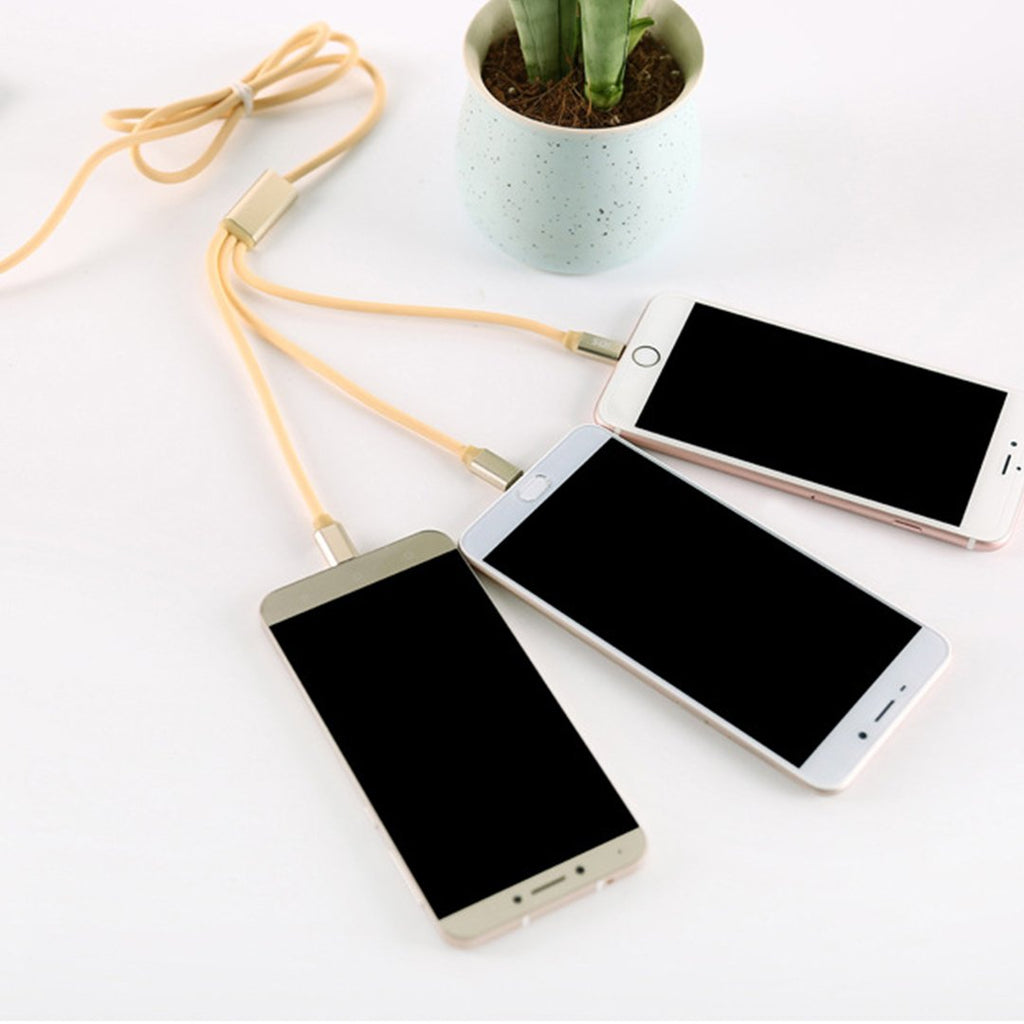 3 in 1 1.2M High Speed Charging Data Cable Gold