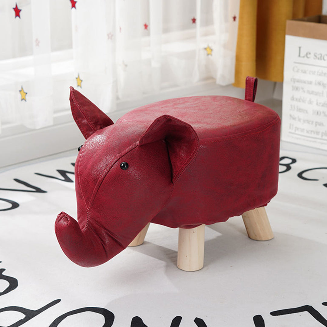 Red Kids Ottoman Stool Elephant Character Bench Seat