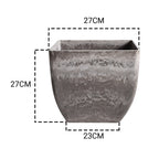 27cm Rock Grey Square Resin Planter