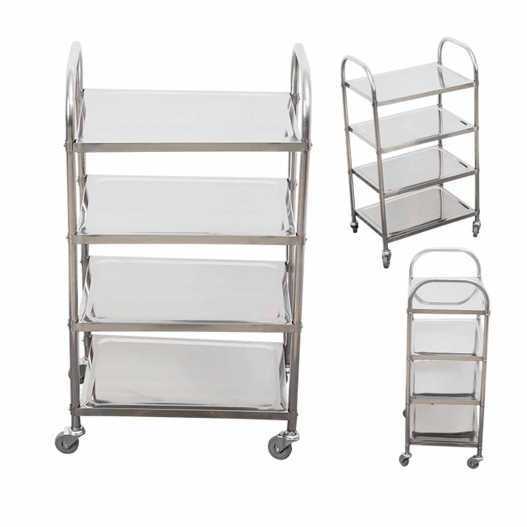 4 Tier Stainless Steel Utility Cart Round 48x32x79cm