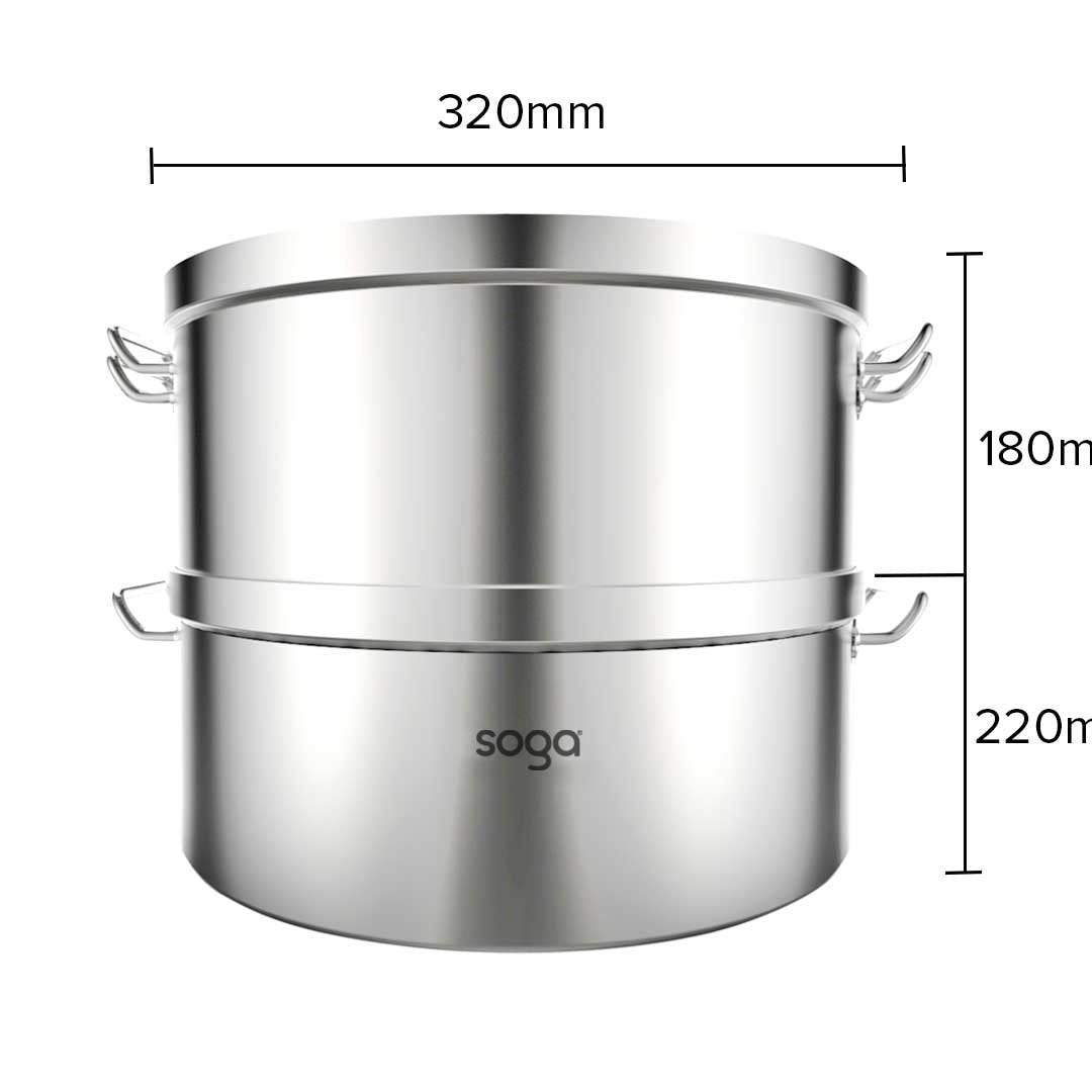 2 Tier Commercial 304 Stainless Steel Steamer 32*22cm