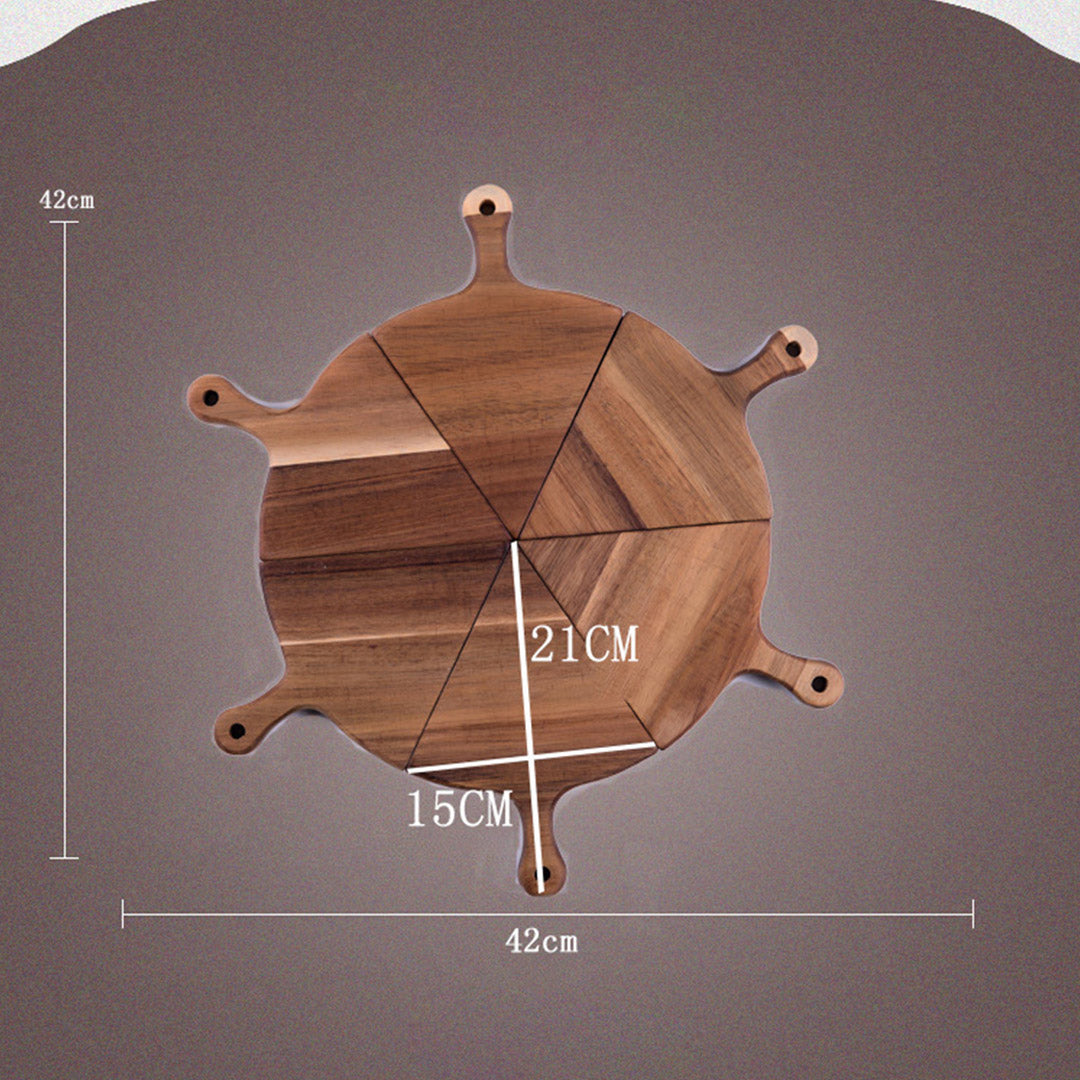 6pcs Brown Round Wood Pizza Server