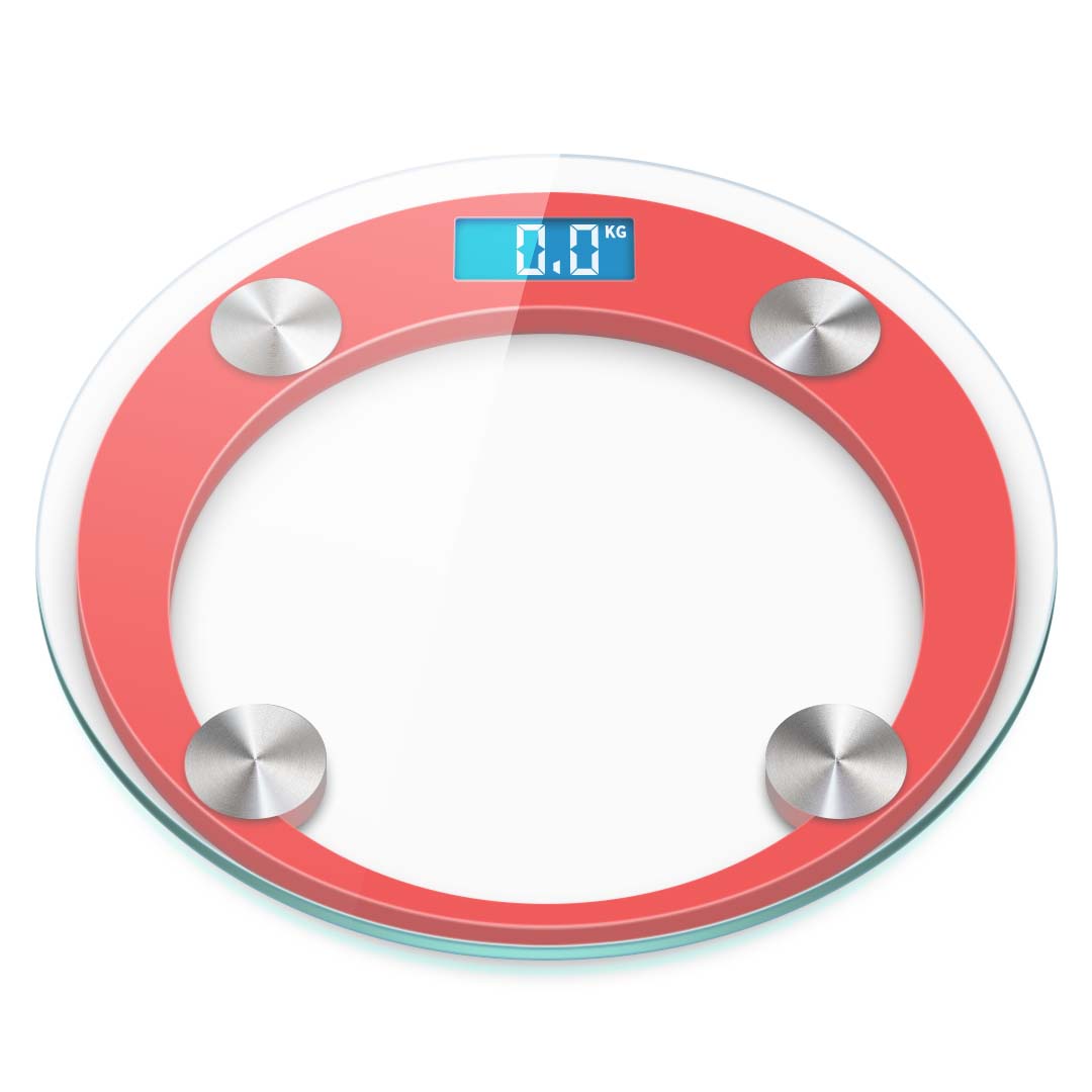 180kg Digital Glass LCD Scales Round Red