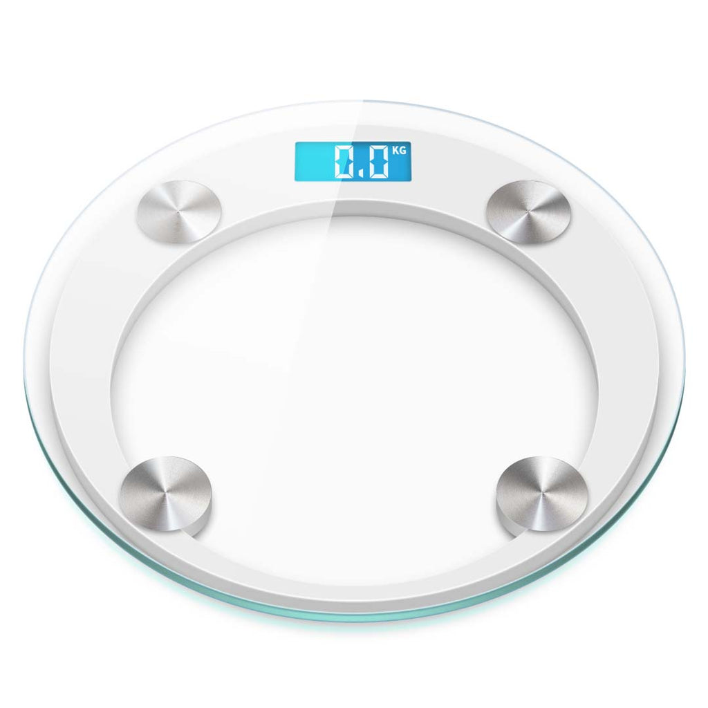 180kg Digital Glass LCD Scales Round White
