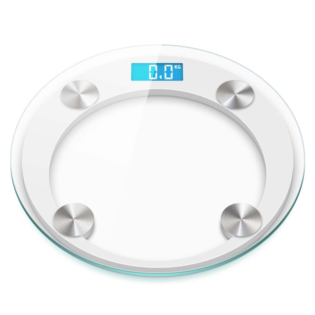 180kg Digital Glass LCD Scales Round White