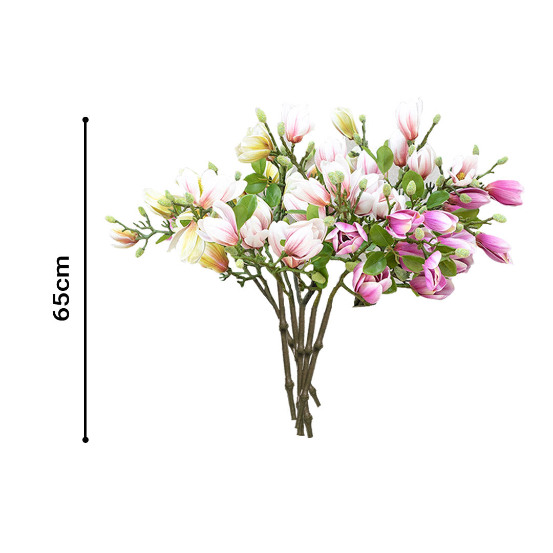 6 Bunch Artificial Magnolia denudata 4 Heads Purple