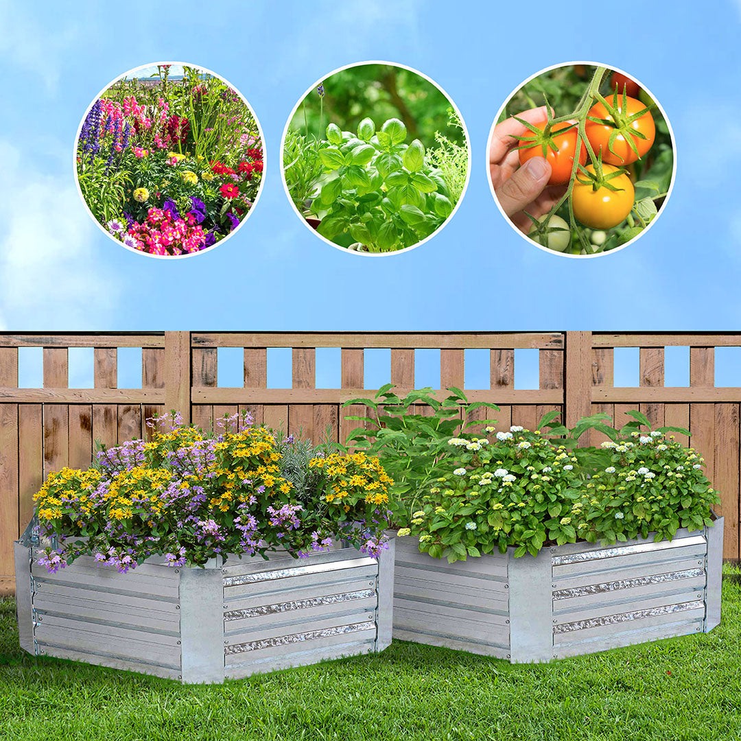 60cm Hexagon Shape Galvanized Raised Garden Bed Silver