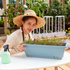 49.5cm Blue Rectangular Vegetable Herb Flower Planter Box Set of 4