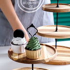 20cm 2 Tier  Brown Round Wooden Acacia board