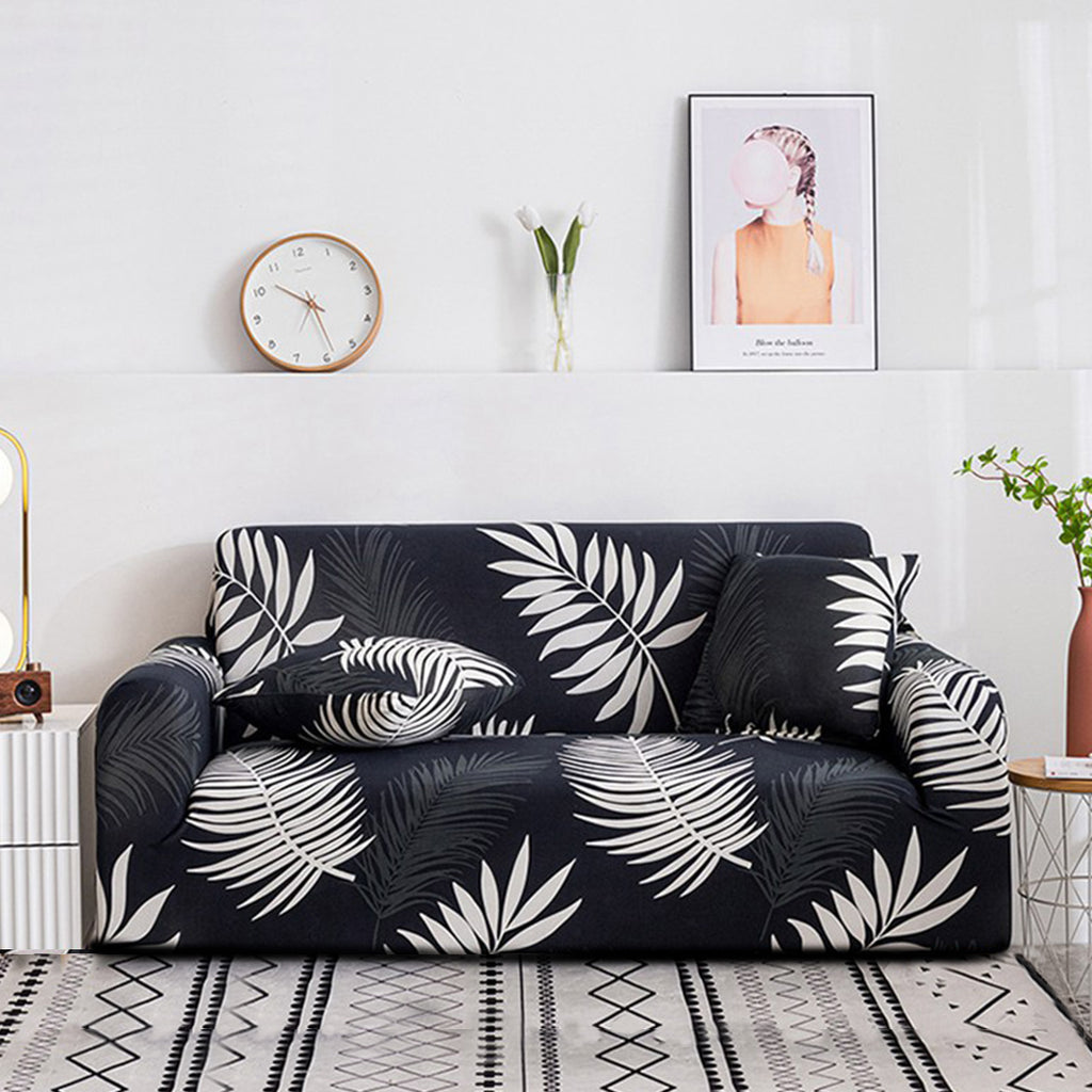 High Stretch 1-Seater Leaf Design Sofa Slipcover