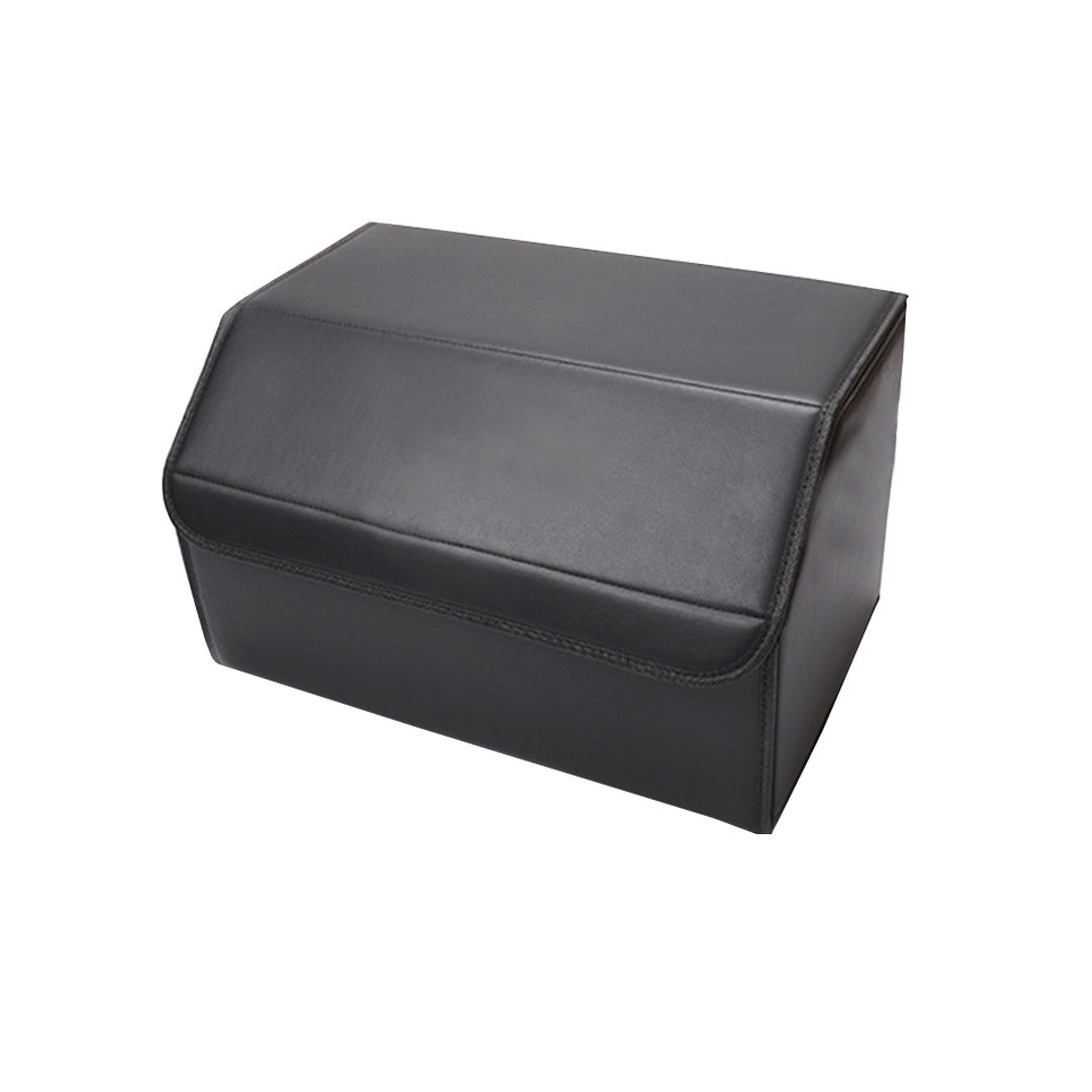Leather Car Boot Foldable Trunk Cargo Organizer Box Black Medium