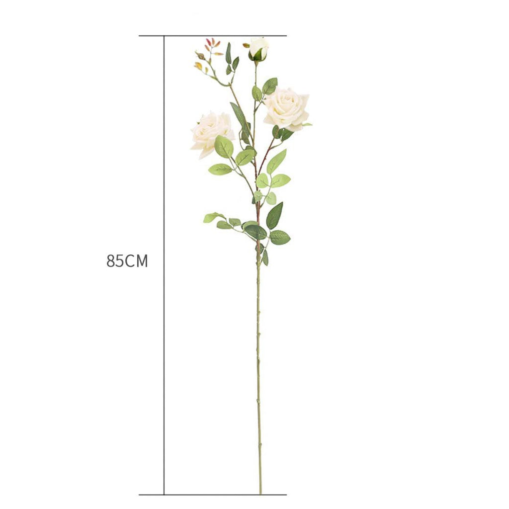 12 Heads Artificial Silk Rose Bouquet White