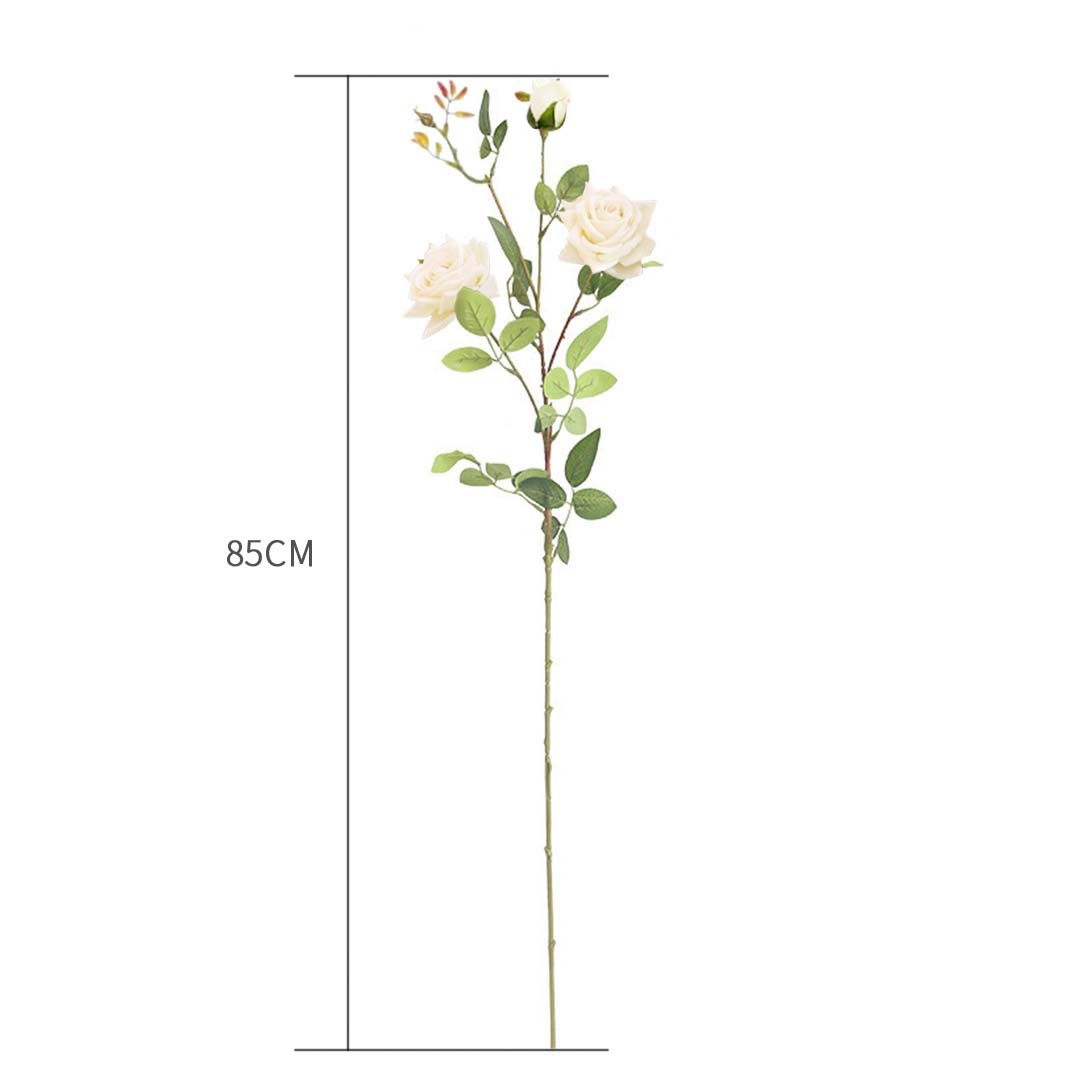 12 Heads Artificial Silk Rose Bouquet White