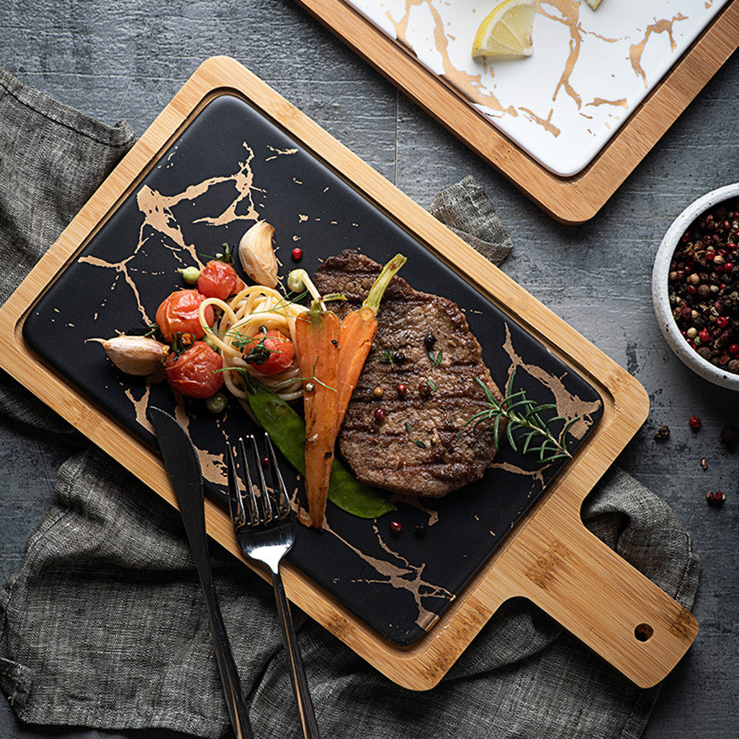 33.5cm Black Square Wooden Serving Tray