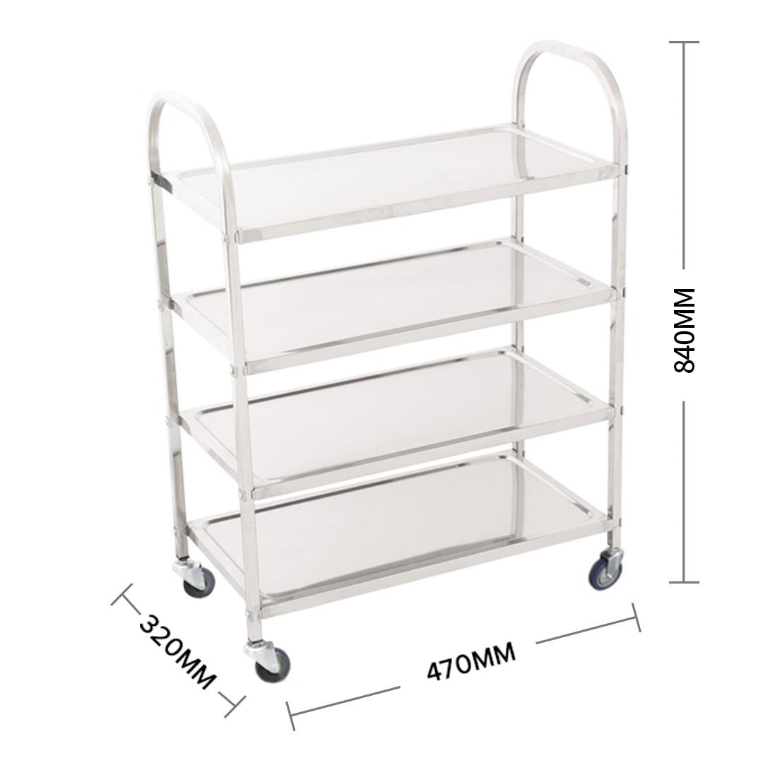 4 Tier Stainless Steel Utility Cart Square Small