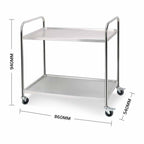 2 Tier Stainless Steel Utility Cart Round 86x54x94cm Large