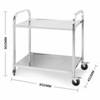 2 Tier Stainless Steel Utility Cart Round 85x45x90cm Medium